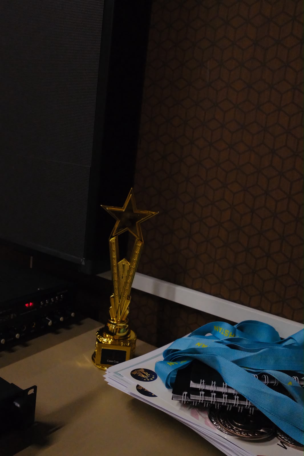 Competition trophy and participant medals